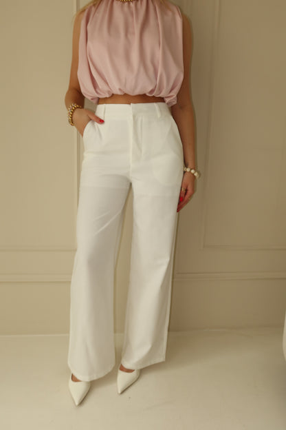 Lydia wide leg pantalon - wit