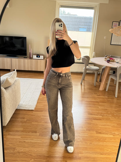 Queenhearts Wide leg jeans - donkergrijs 3636