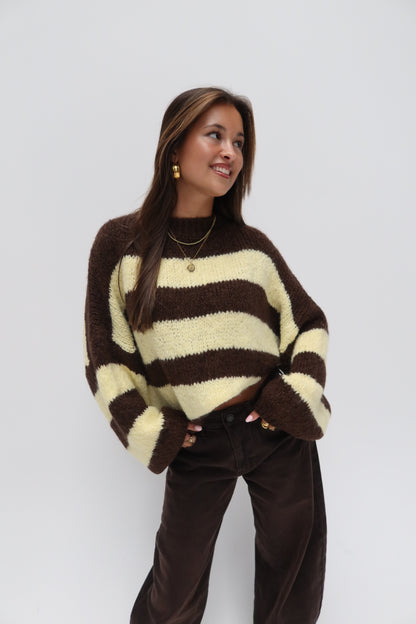 Serena cozy knit - bruin/geel
