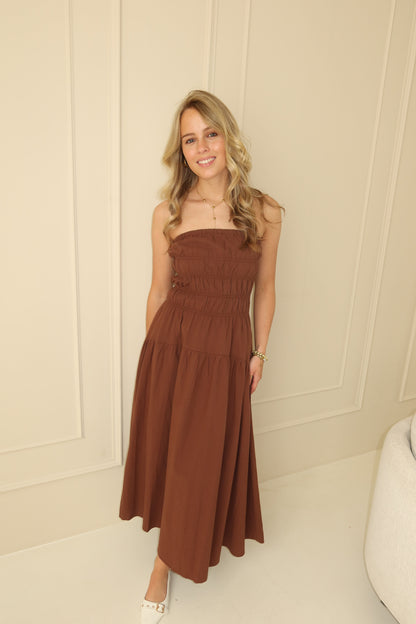 Strapless maxi dress - bruin