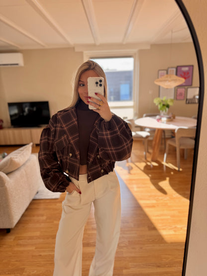 Checkered cropped jacket - bruin