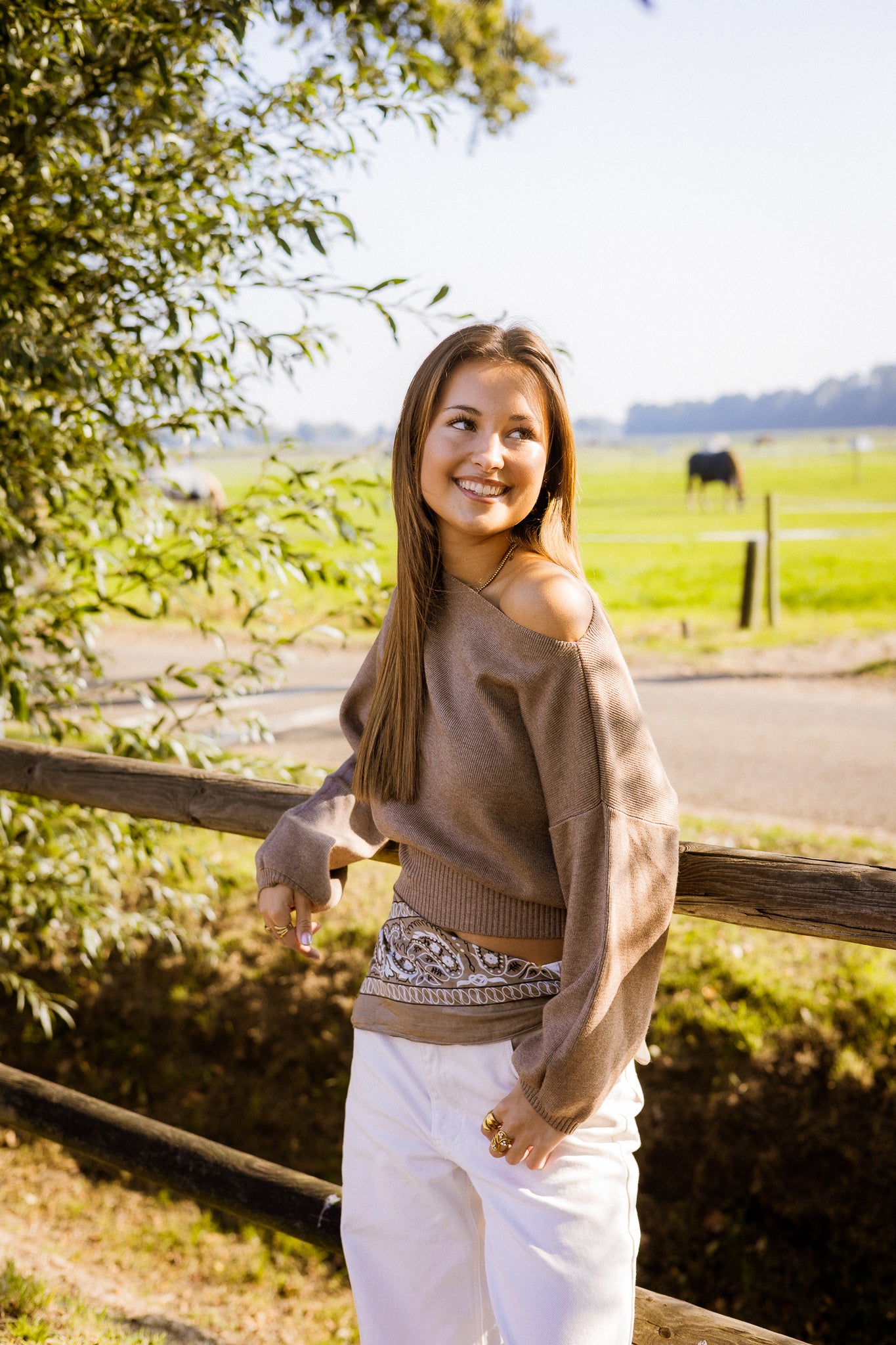 Sophia off shoulder knit - taupe