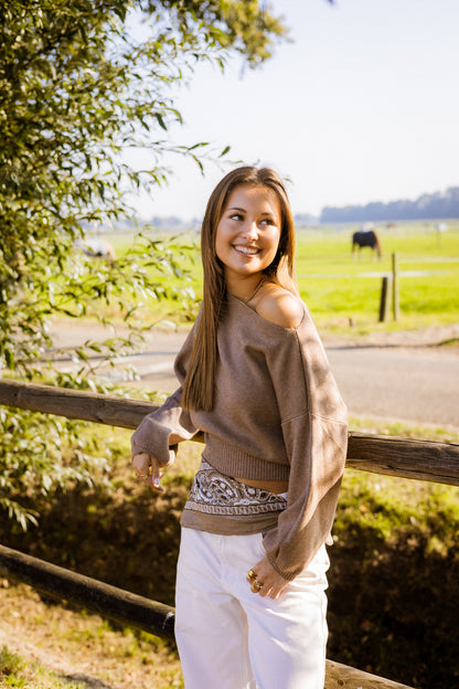 Sophia off shoulder knit - taupe