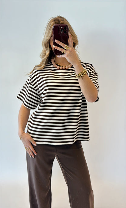 Meggie striped shirt - bruin