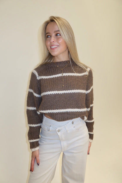 Romee knit - bruin gestreept