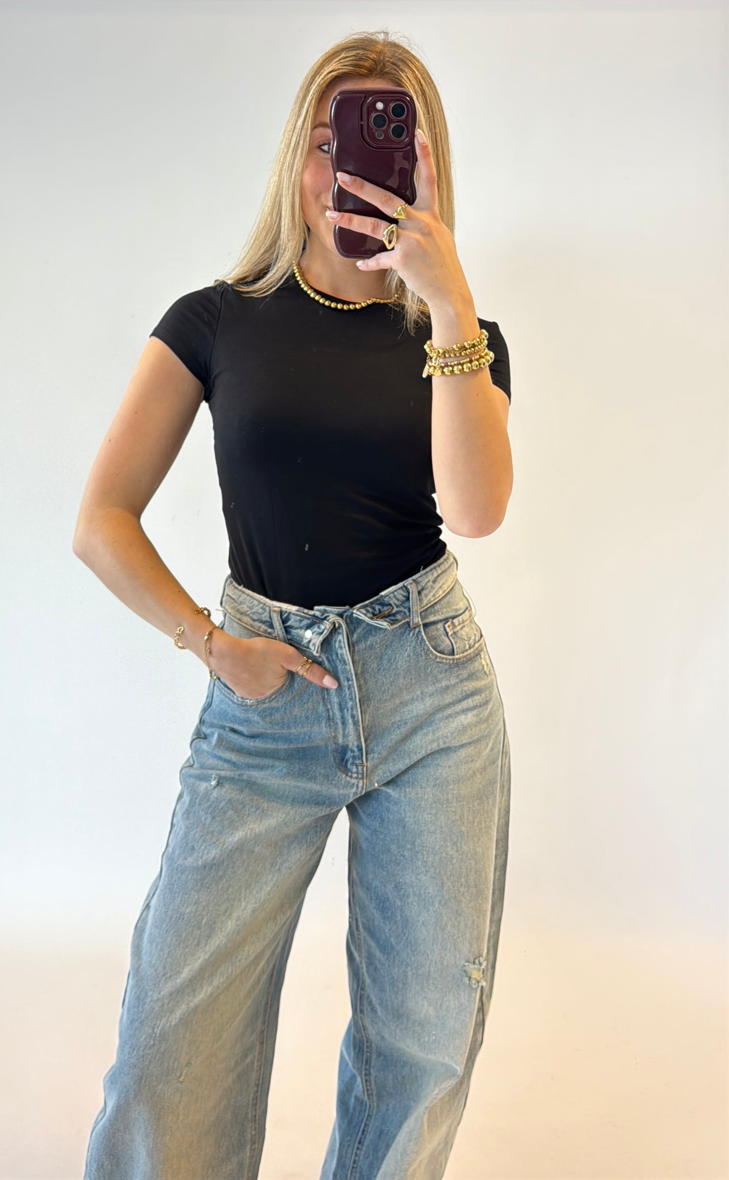 By Izi top shortsleeved - zwart
