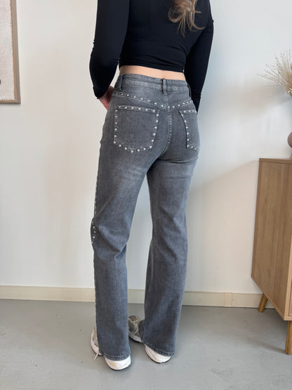 Studded jeans - grijs