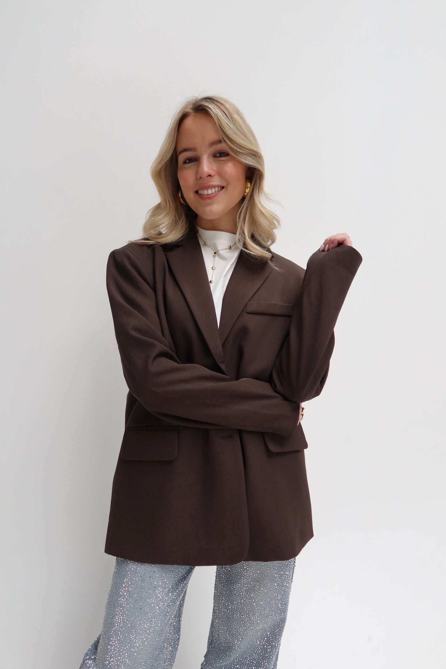 Mikky split blazer - bruin