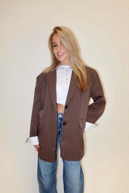 Maddie pinstripe blazer - bruin