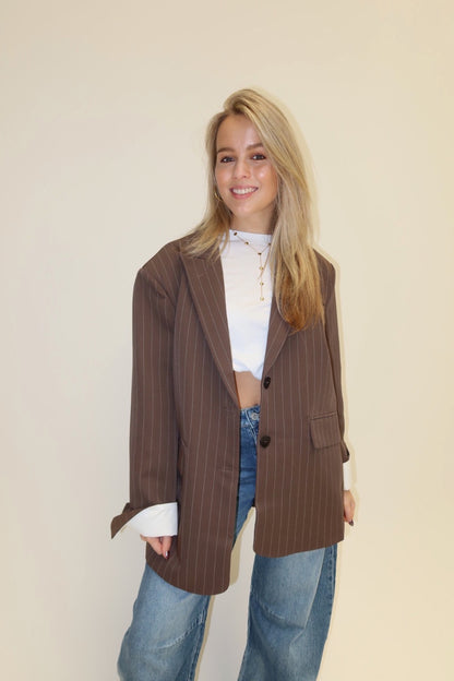Maddie pinstripe blazer - bruin