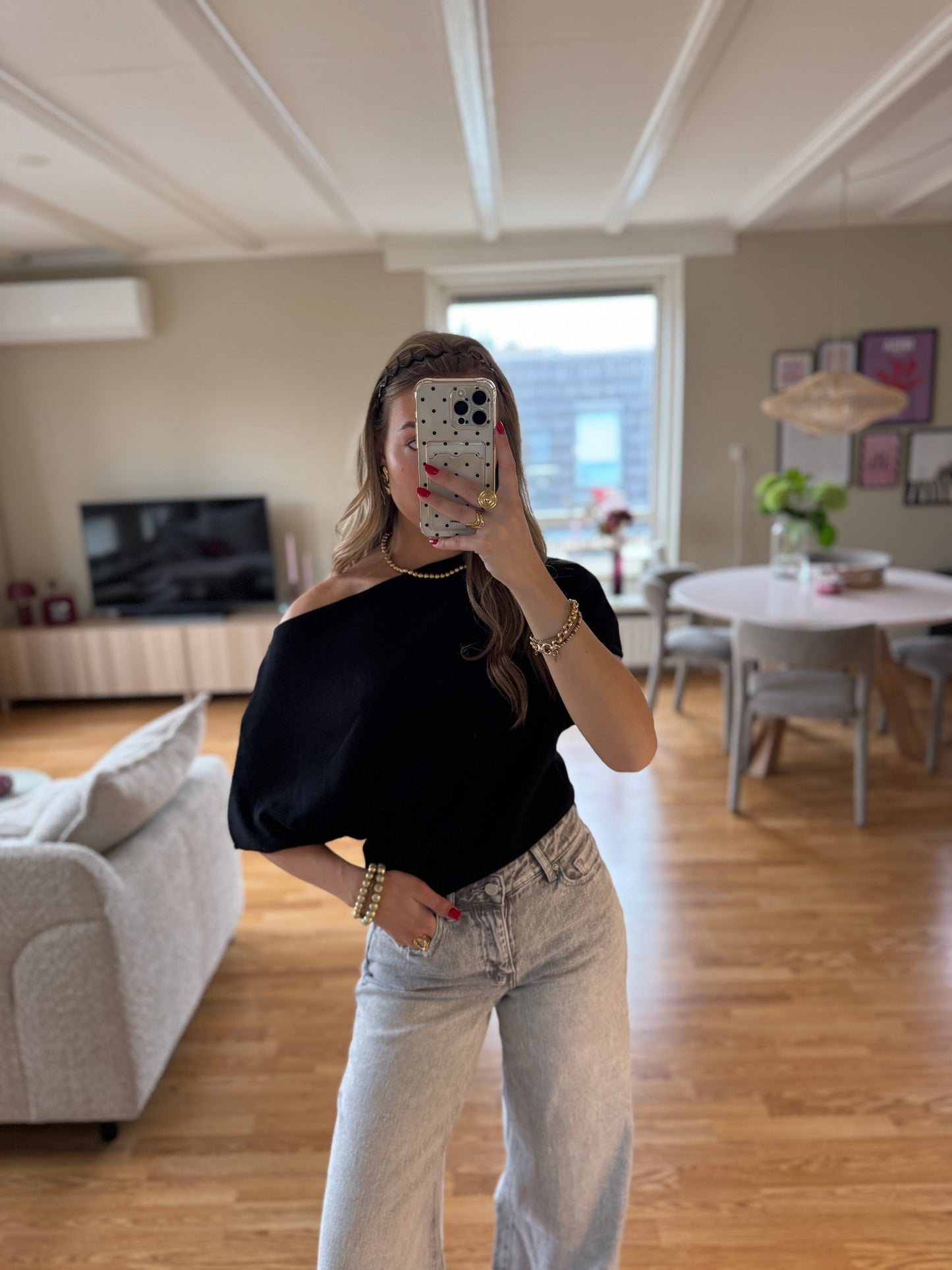 Vera one shoulder top - zwart