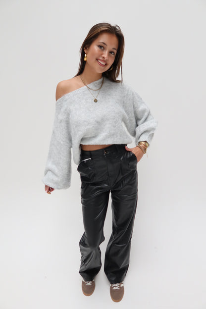 Quinty offshoulder knit - grijs