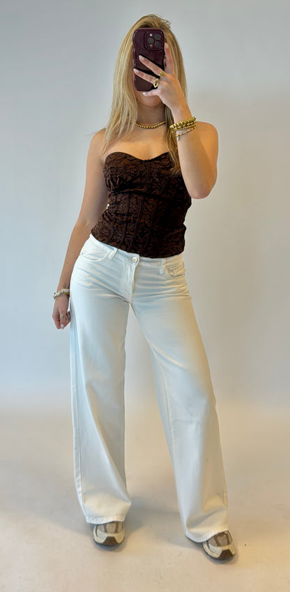 Kanten corset top - bruin