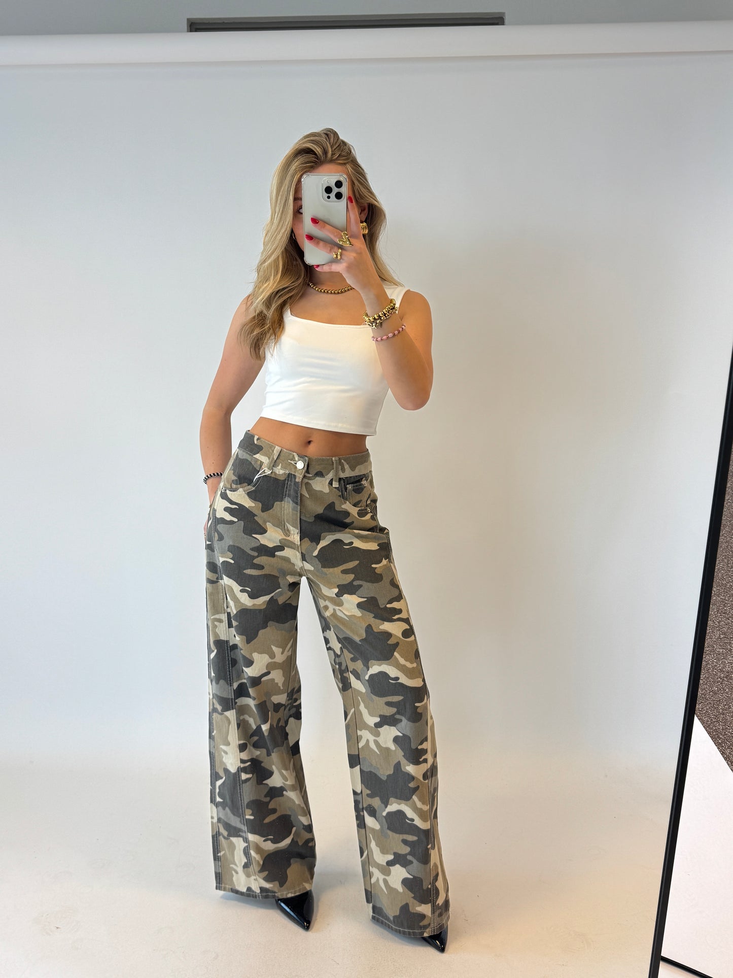 Camo wide leg jeans