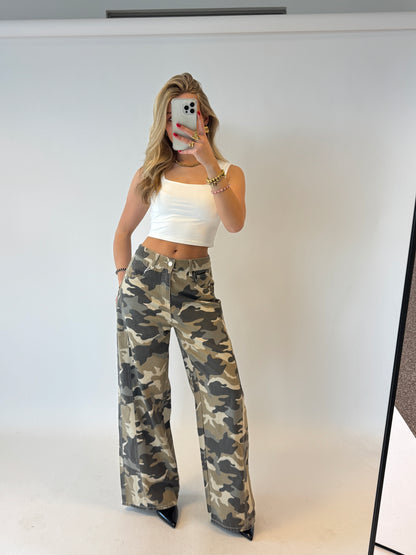 Camo wide leg jeans