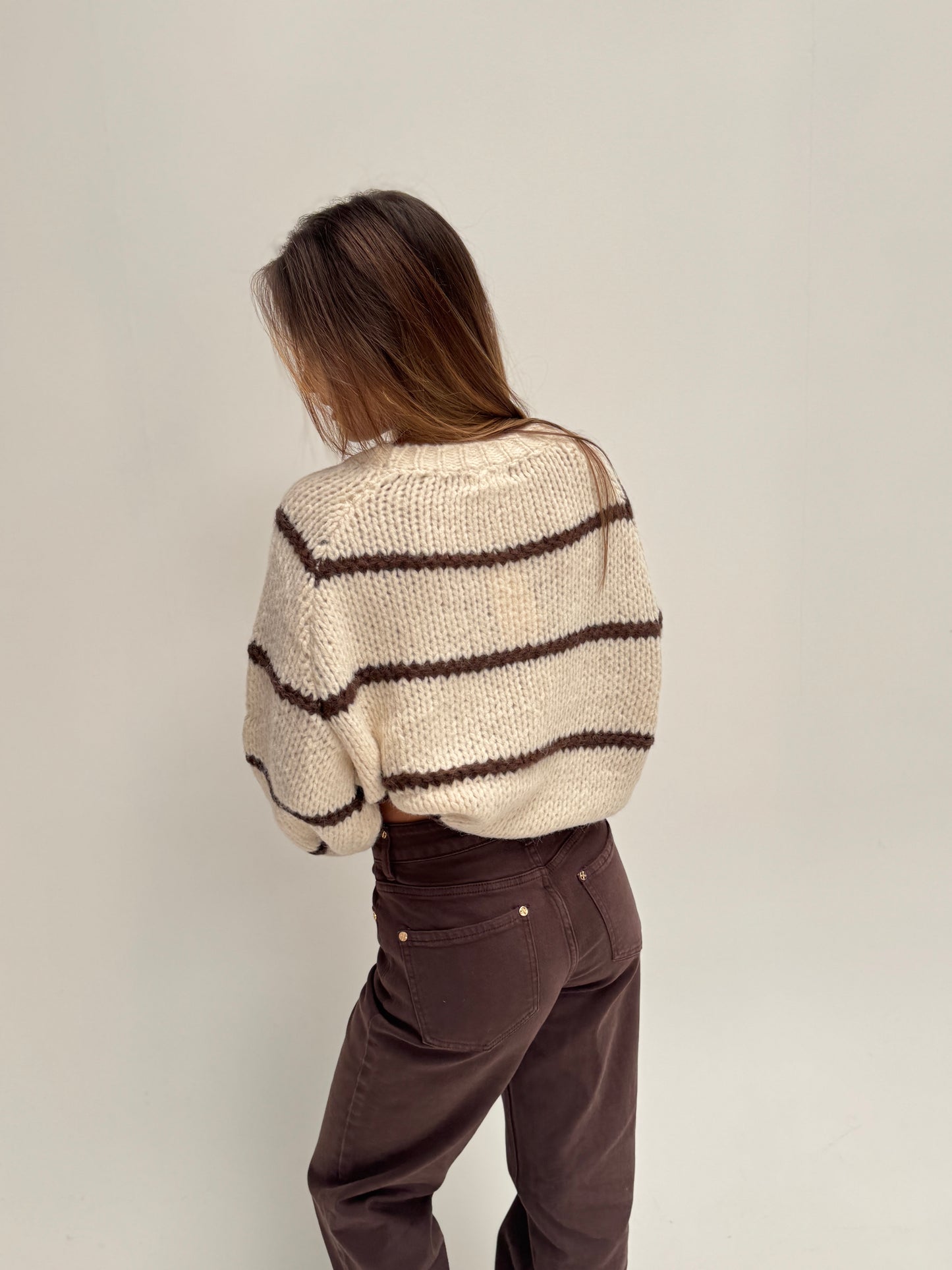 Romee knit - beige bruin gestreept