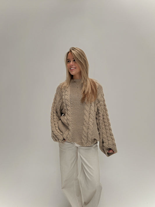 Lauren kabel knit taupe
