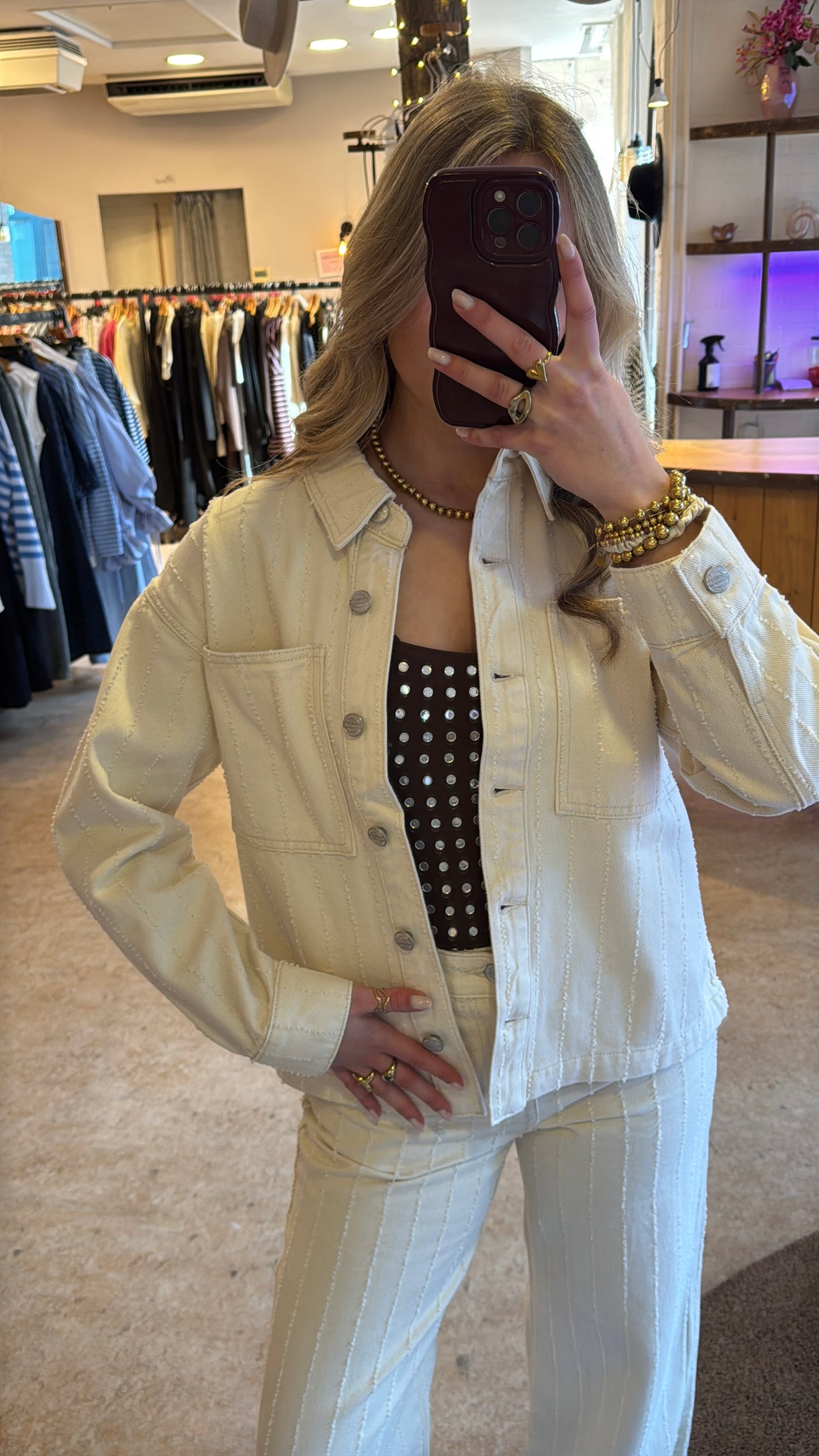 Izi golden muse denim jacket beige