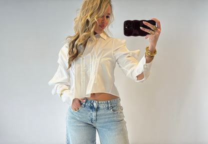 Moon cropped blouse - wit