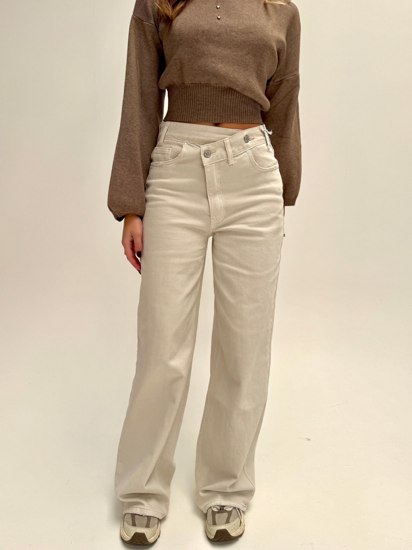 Double button jeans Queenhearts - beige
