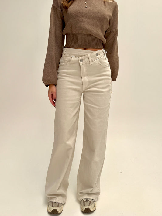 Double button jeans Queenhearts - beige
