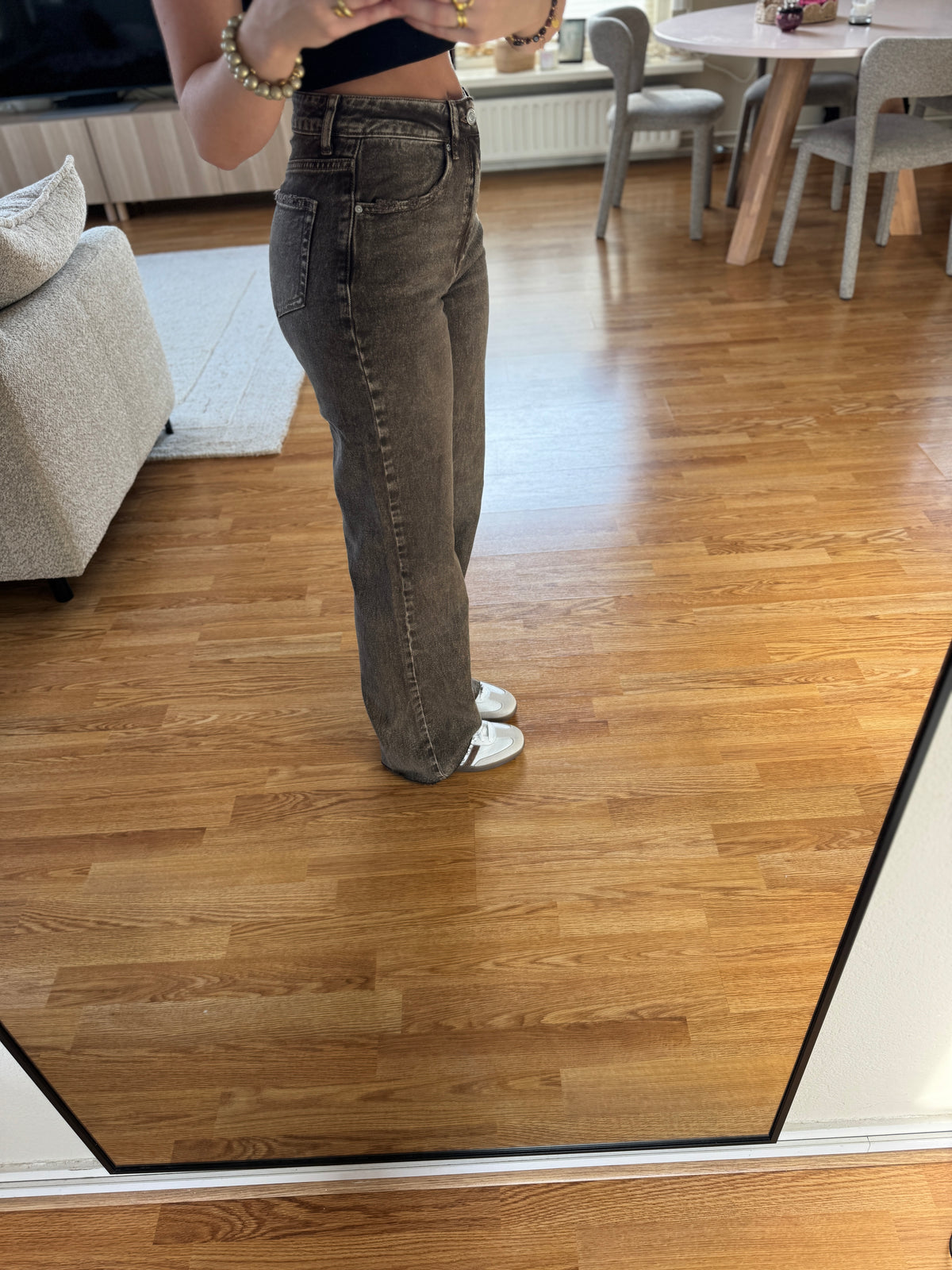 Queenhearts Wide leg jeans - donkergrijs 3636