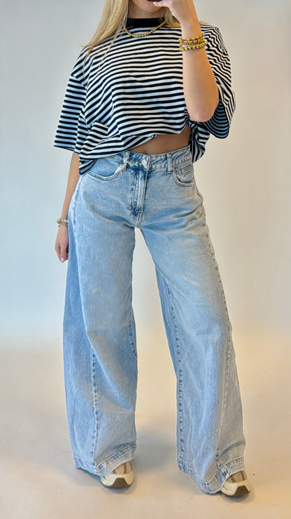 Wide leg jeans lightdenim - Queenehearts 3895-1