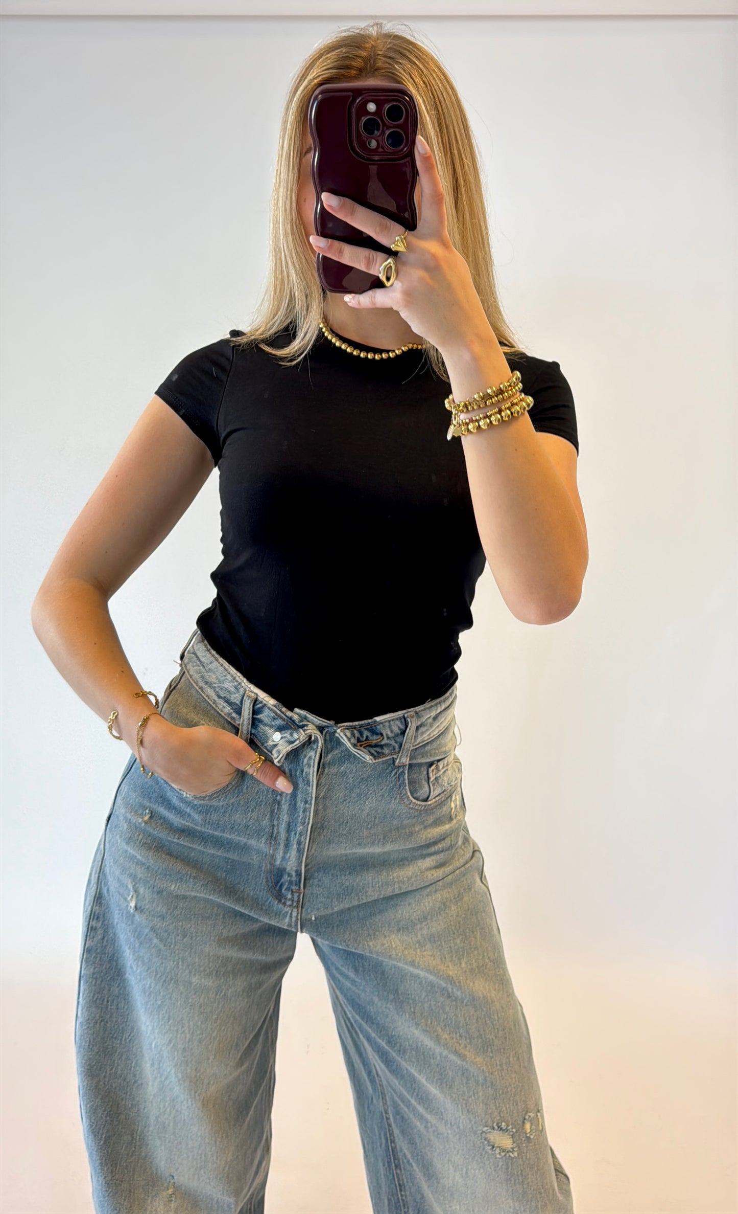 By Izi top shortsleeved - zwart