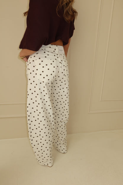 Polka dot balloon jeans - bruin