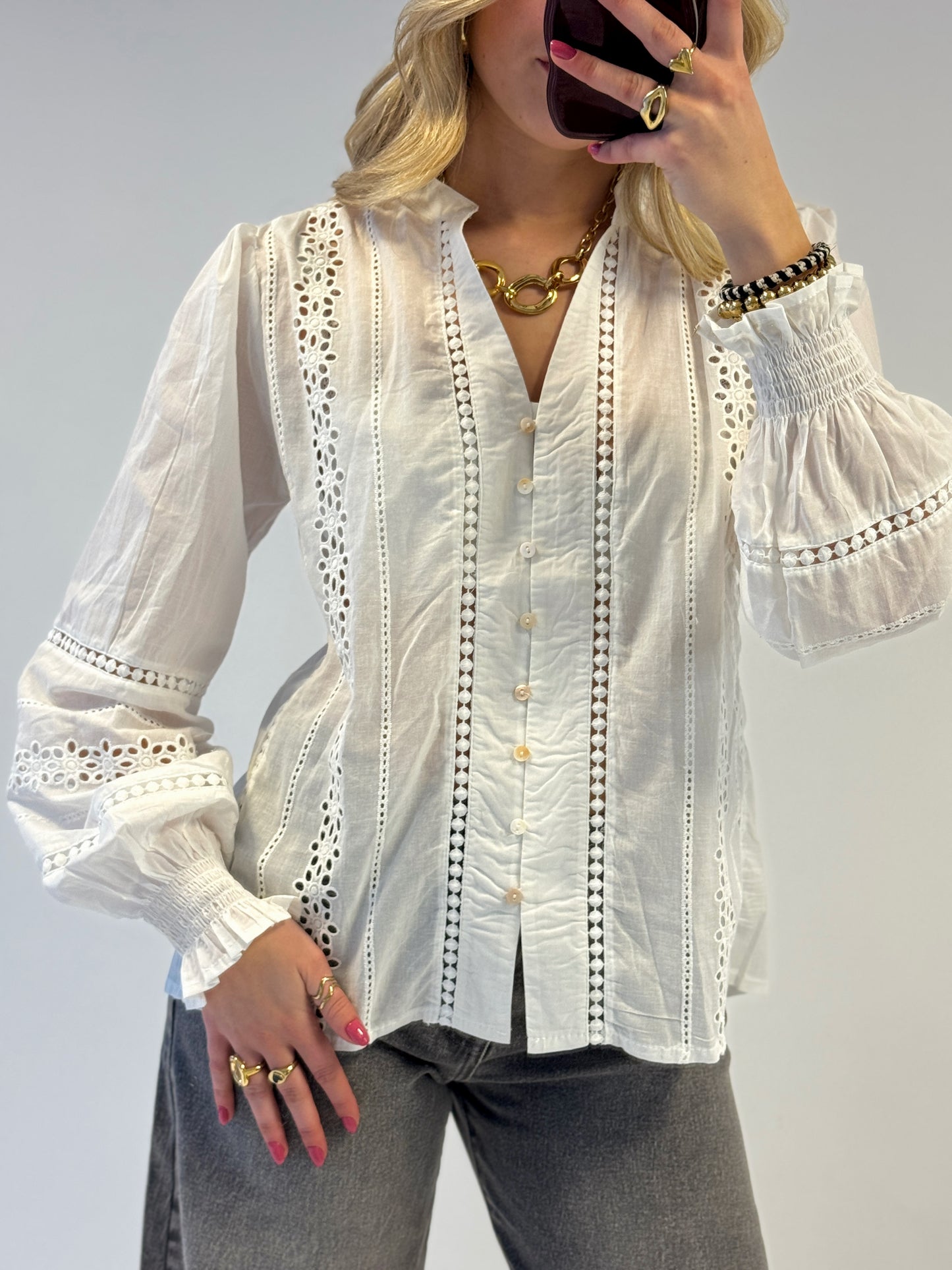Broderie blouse - wit