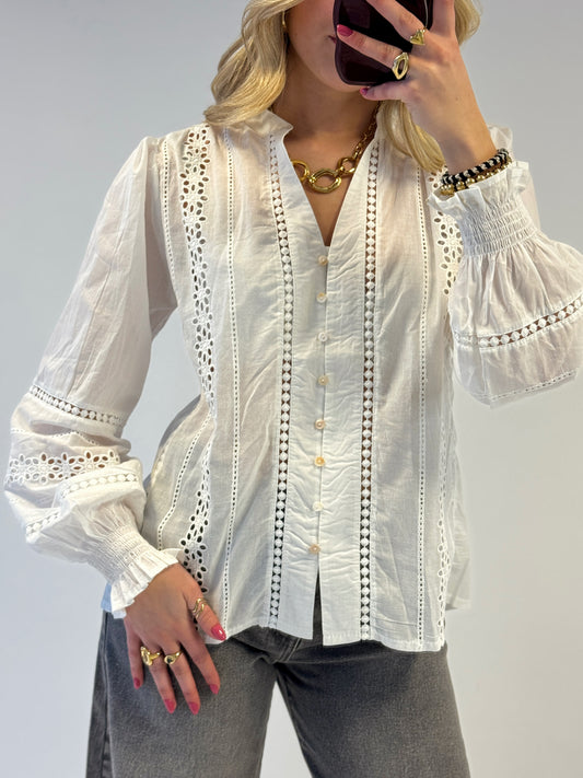 Broderie blouse - wit