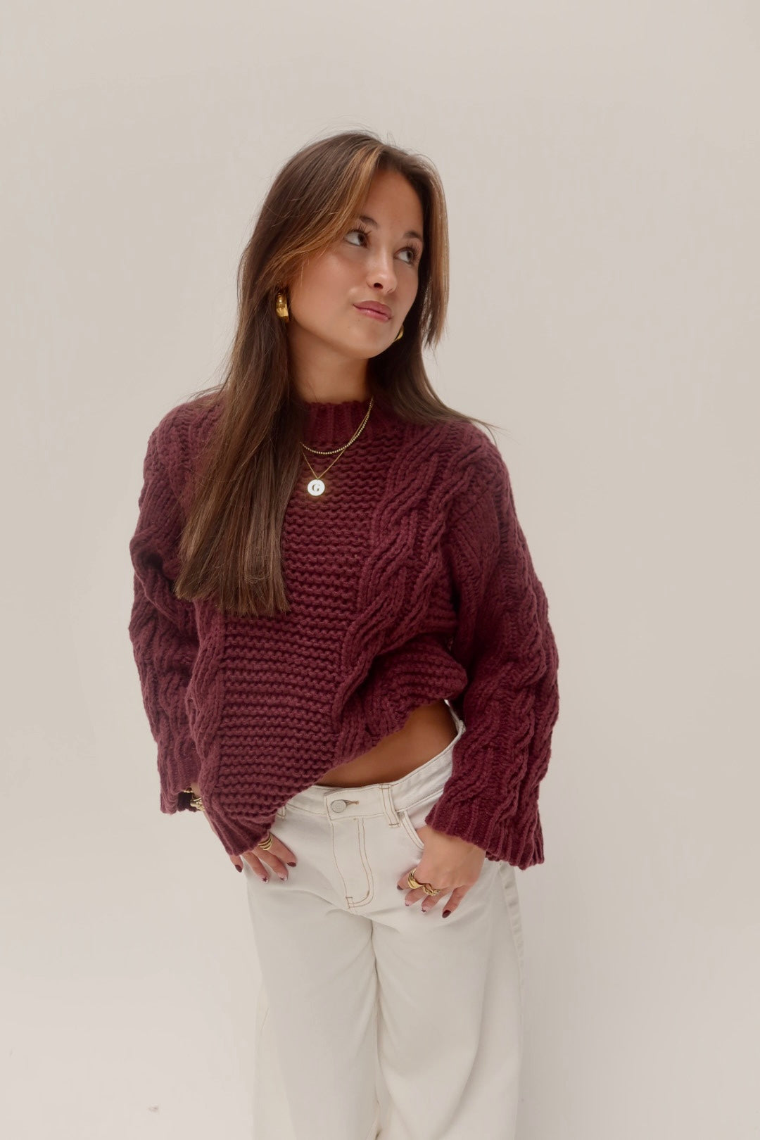 Joy kabelknit - bordeaux