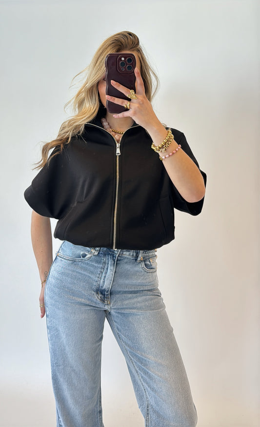 Emie zip top - zwart