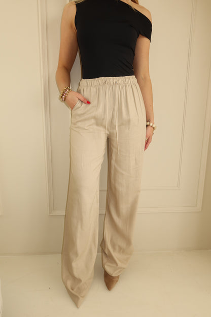 Linnen lounge trousers - taupe