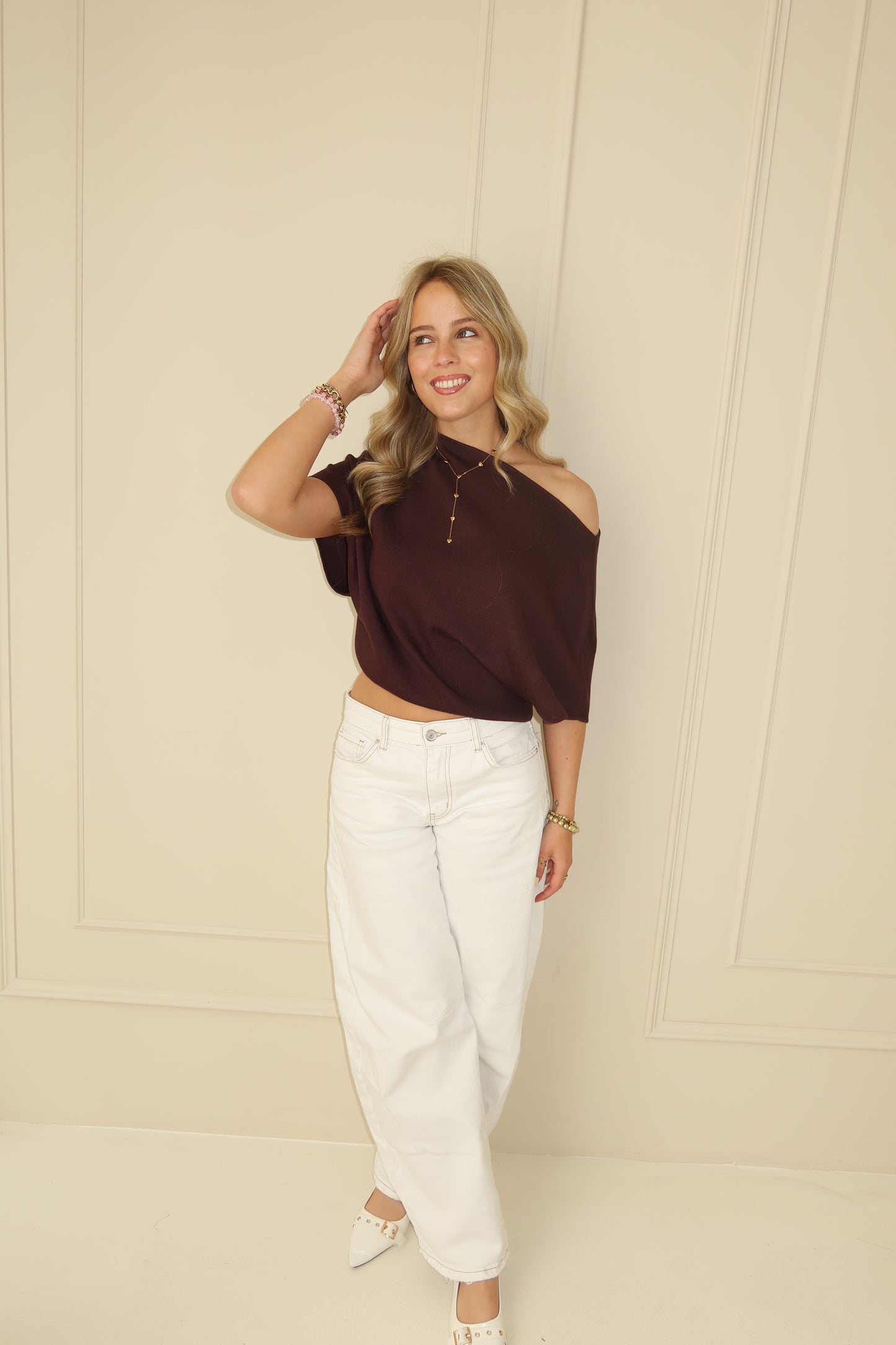 Vera one shoulder top - bruin