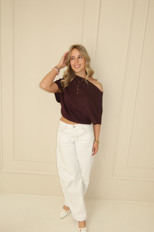 Vera one shoulder top - bruin
