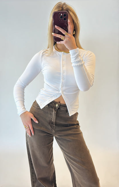 Molly button top - wit