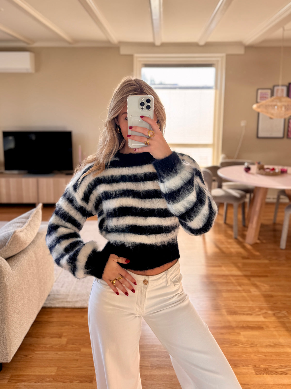 Polly striped knit - navy/wit
