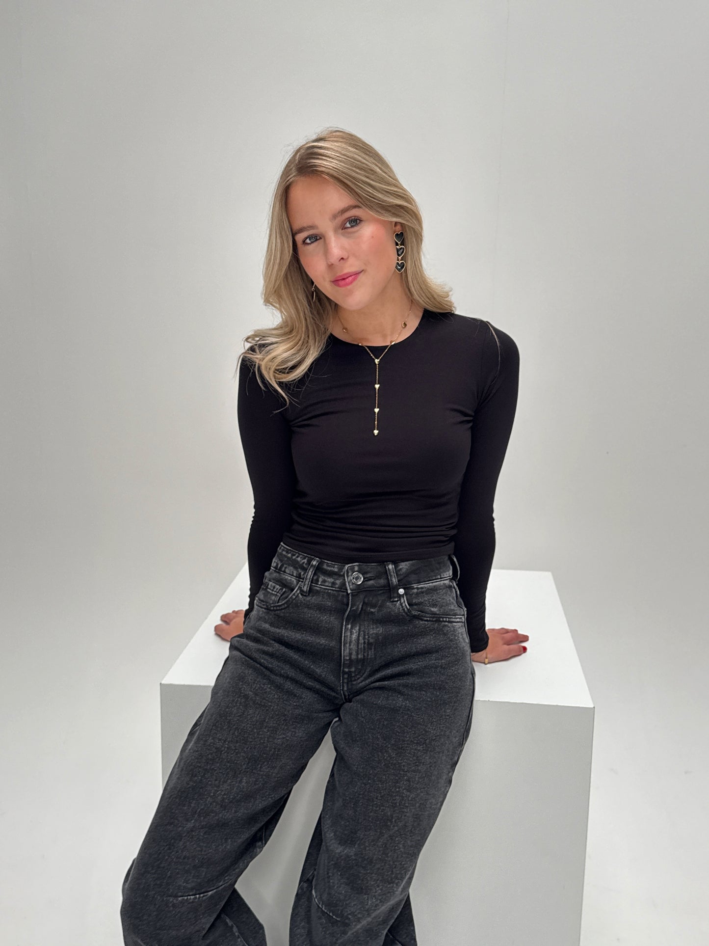 By Izi top longsleeved - zwart