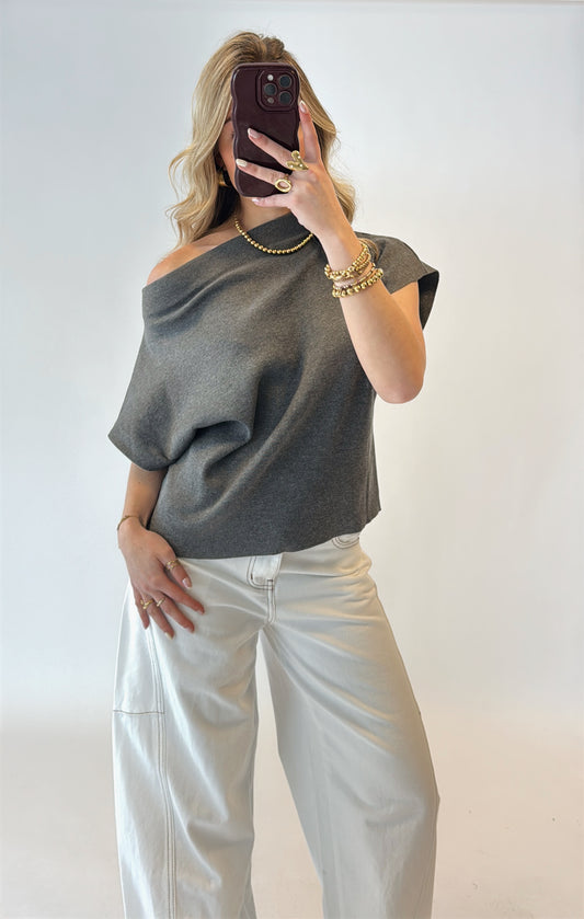 Cassie offshoulder top - grijs