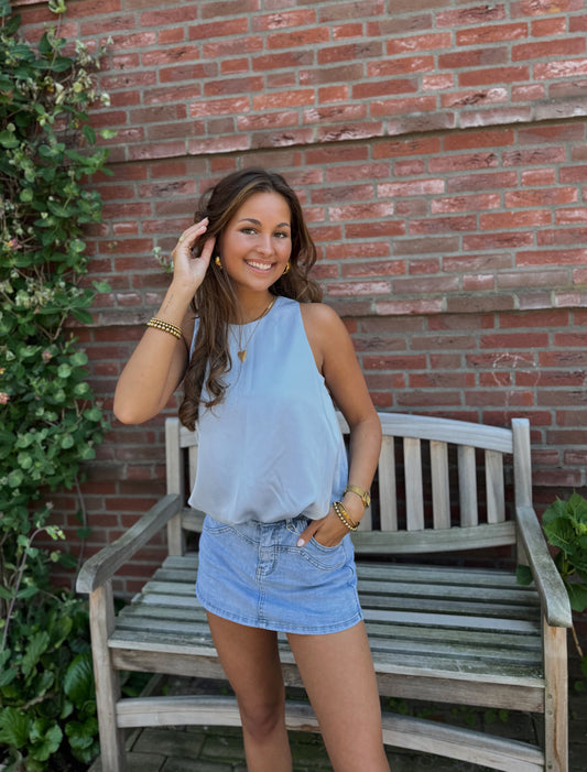 Ziva satin top - babyblue