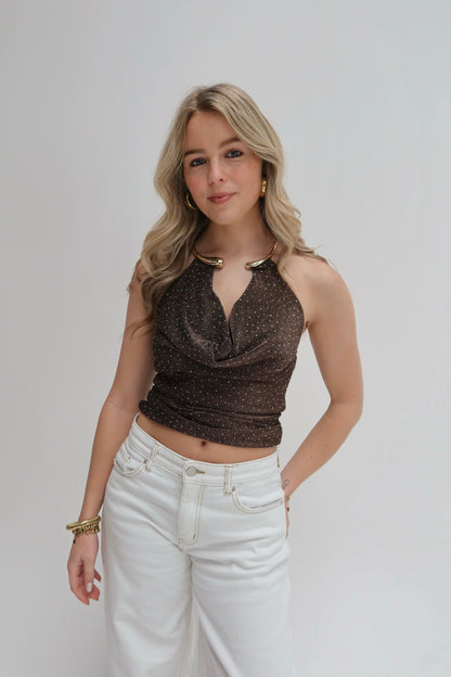 Jackie glitter top - bruin