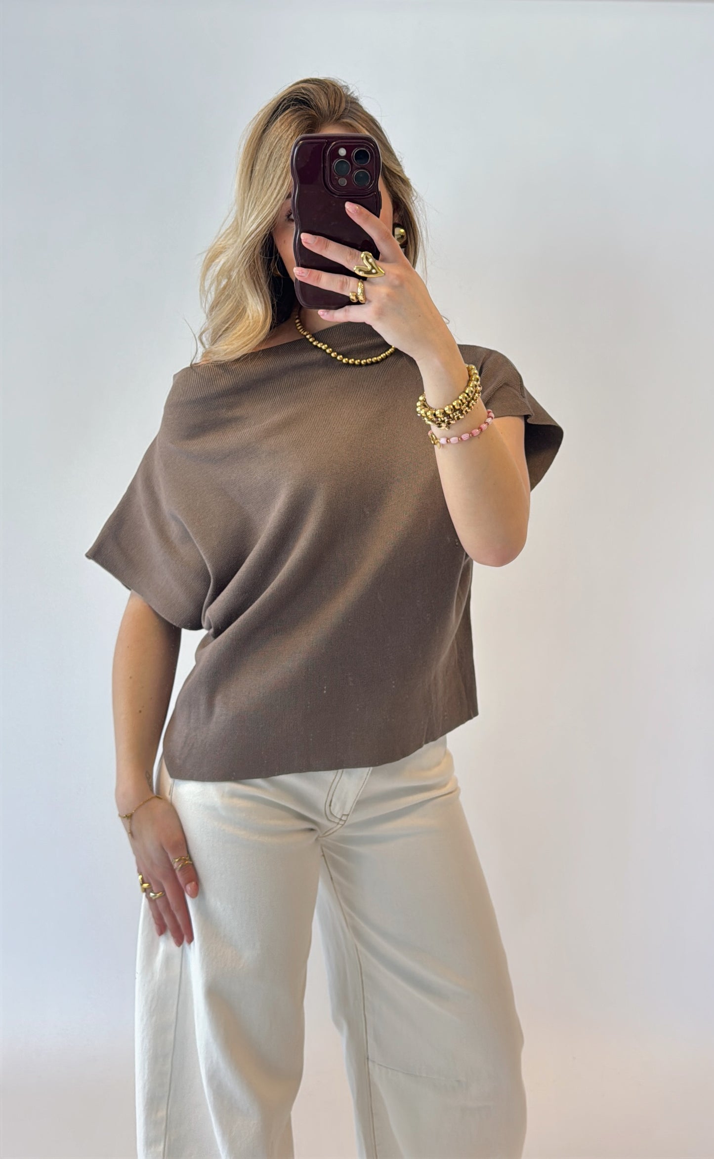 Cassie offshoulder top - bruin