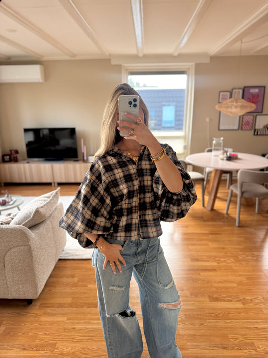 Faye checkered blouse - blauw