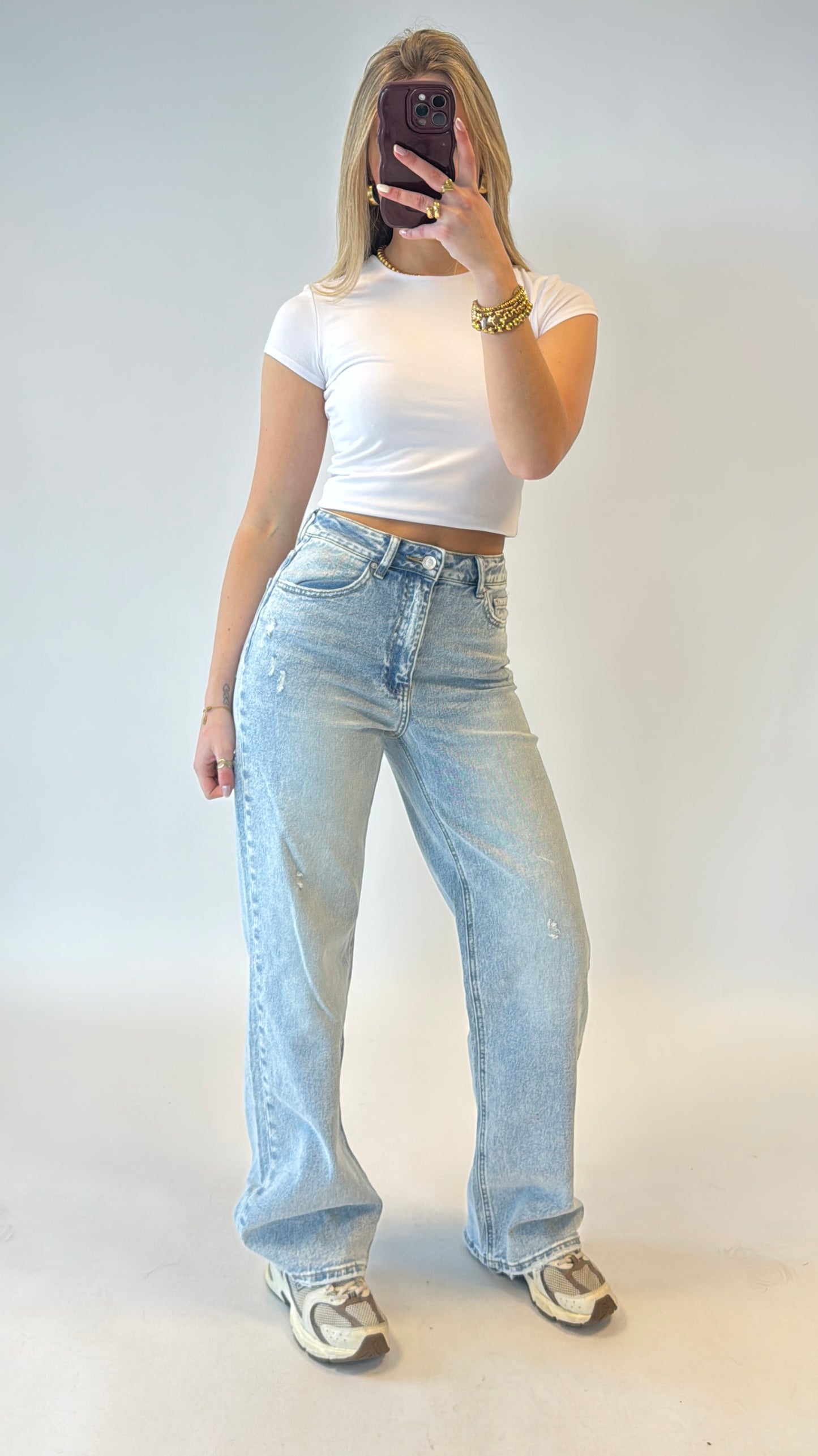 Wide leg jeans - Queenhearts lichte wassing