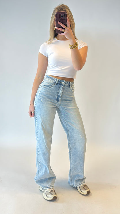 Wide leg jeans - Queenhearts lichte wassing