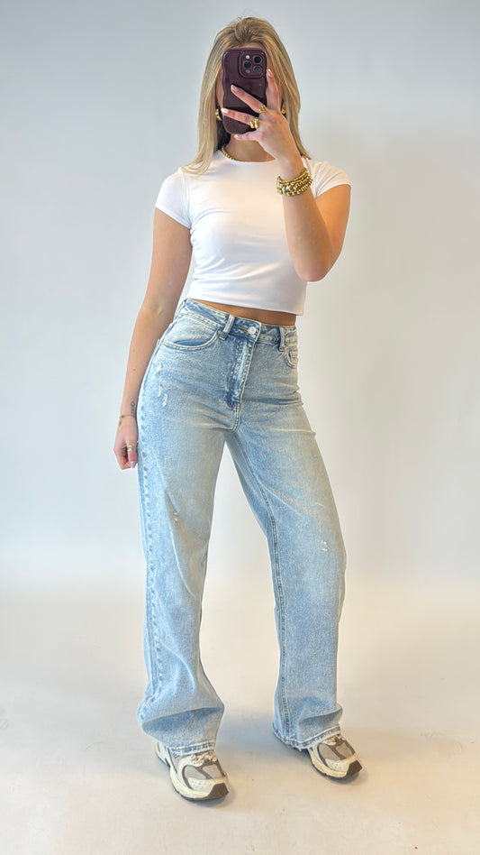 Wide leg jeans - Queenhearts lichte wassing