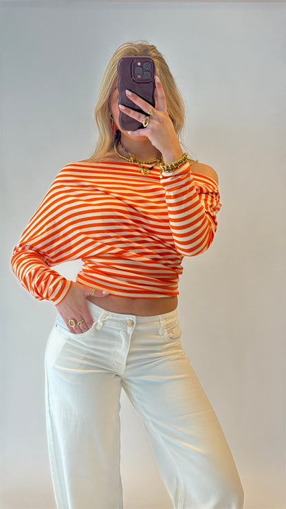 Madison striped top - oranje