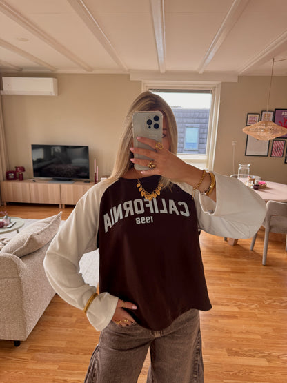 California longsleeved top - wit/bruin