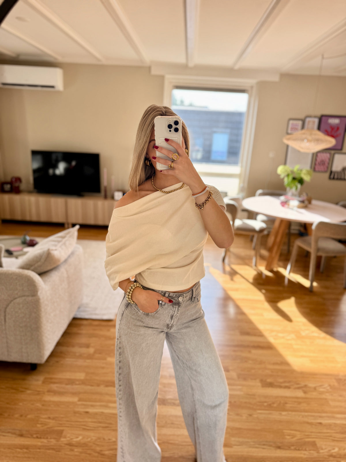 Lidy off shoulder top - crème
